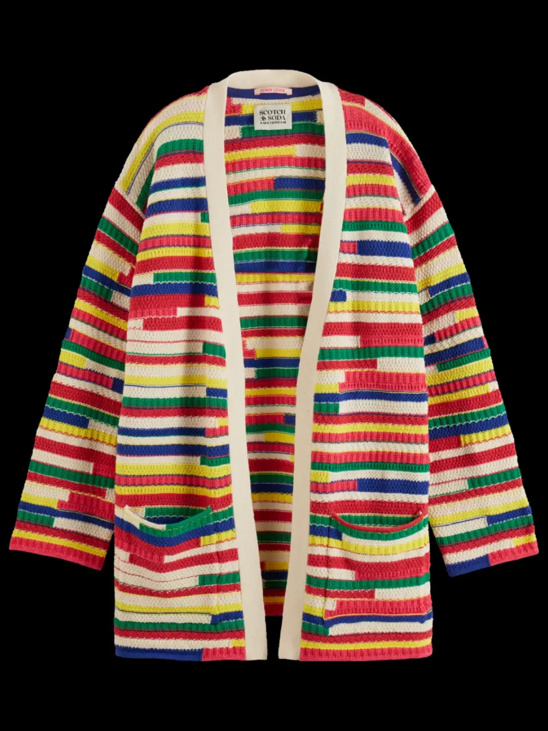 Clearance Scotch & Soda MULTICOLOURED INTARSIA KNITTED CARDIGAN MultiStripe