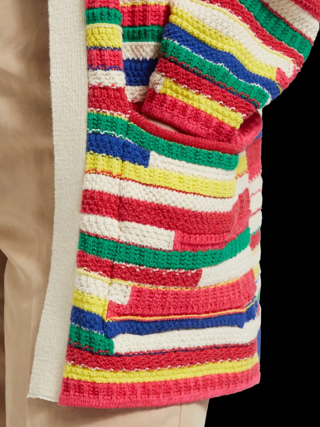 Clearance Scotch & Soda MULTICOLOURED INTARSIA KNITTED CARDIGAN MultiStripe