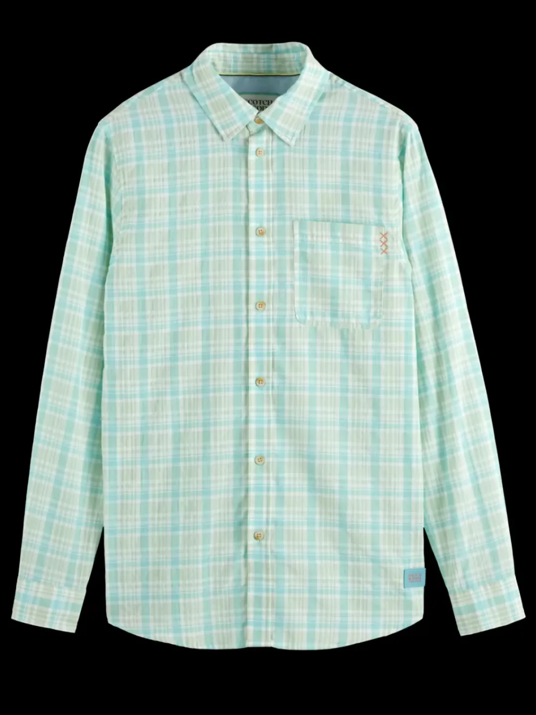 Online Scotch & Soda Neon check shirt NeonLimeCheck