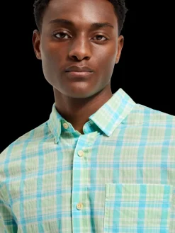 Online Scotch & Soda Neon check shirt NeonLimeCheck