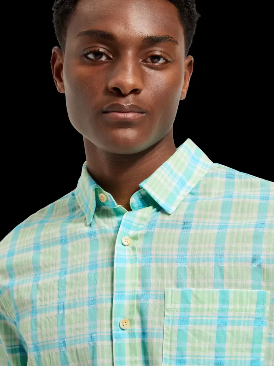 Online Scotch & Soda Neon check shirt NeonLimeCheck