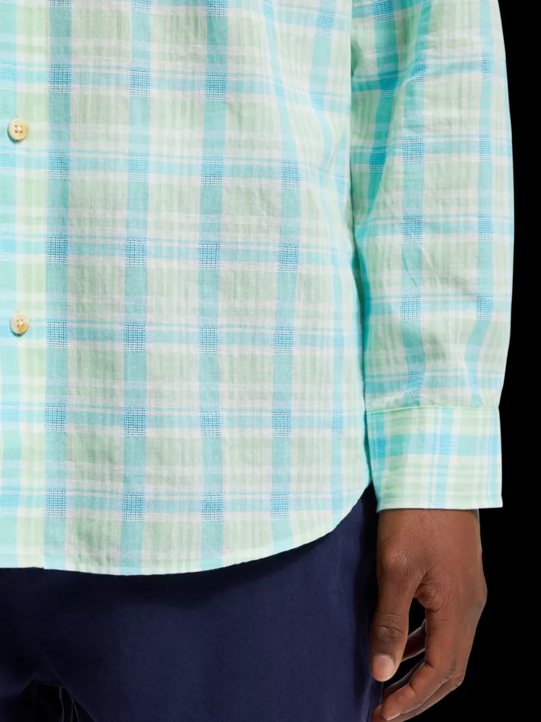 Online Scotch & Soda Neon check shirt NeonLimeCheck