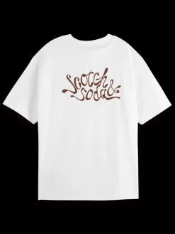 Discount Scotch & Soda Oversized fit t-shirt with front and back artwork White