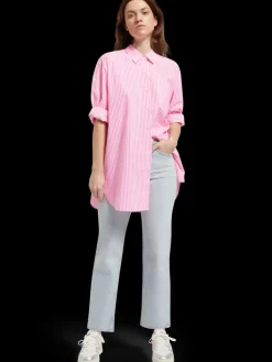 Fashion Scotch & Soda OVERSIZED POPLIN SHIRT IN FLUO PINK /WHITE STRIPE ComboS