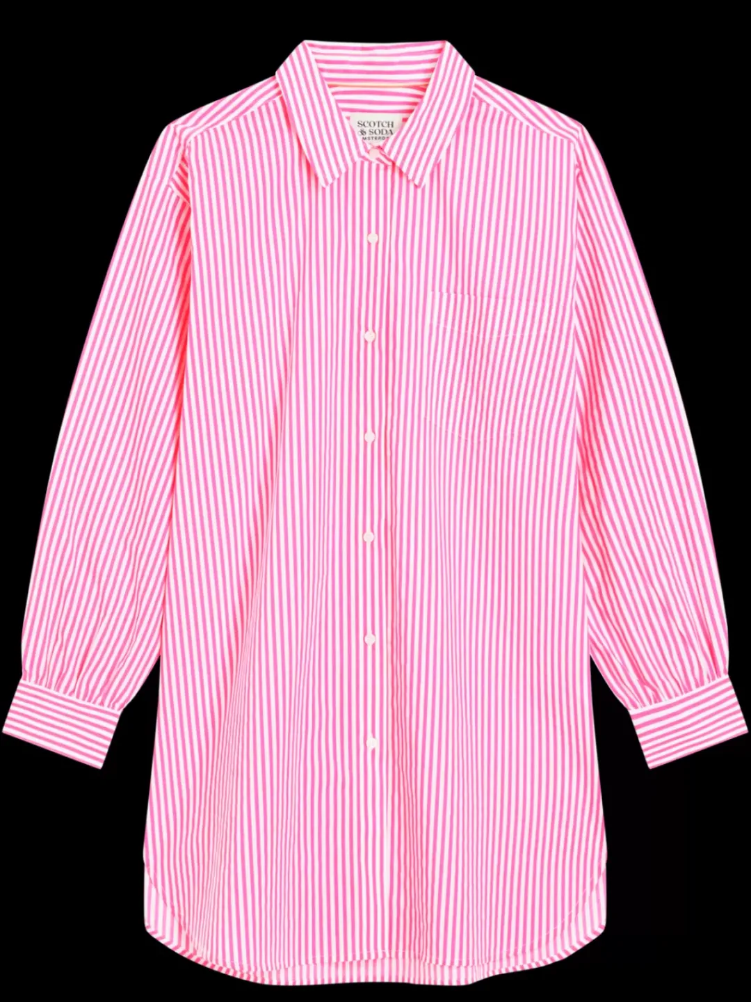 Fashion Scotch & Soda OVERSIZED POPLIN SHIRT IN FLUO PINK /WHITE STRIPE ComboS