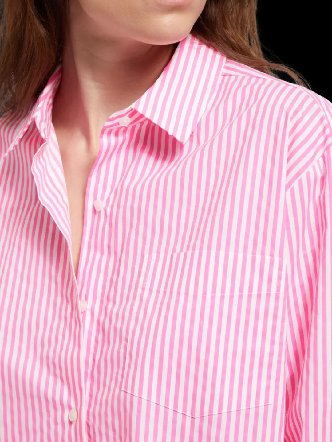 Fashion Scotch & Soda OVERSIZED POPLIN SHIRT IN FLUO PINK /WHITE STRIPE ComboS