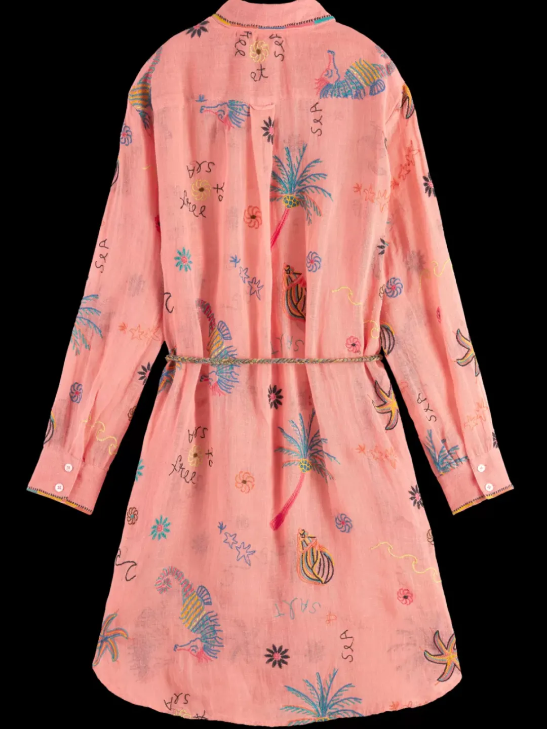 Discount Scotch & Soda OVERSIZED SHIRT DRESS WITH MULTICOLOR EMBROIDERY SeaLifeEmbroidery