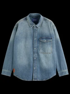 Outlet Scotch & Soda Oversized washed denim shirt - frisco nights FriscoNights