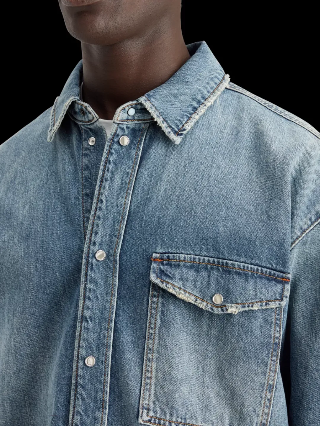 Outlet Scotch & Soda Oversized washed denim shirt - frisco nights FriscoNights