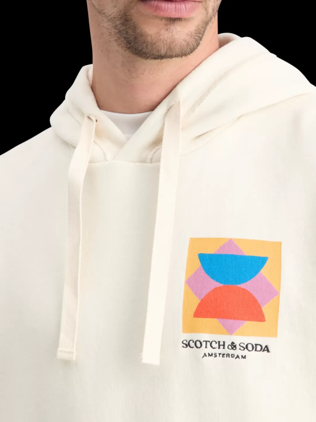New Scotch & Soda PATCHWORK APPLIQUE ARTWORK HOODIE Swan