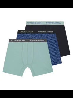 Hot Scotch & Soda 3PK MENS COTTON STRETCH BOXER BRIEF UNDERWEAR - 2 SOLIDS & 1 PRINT