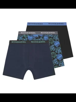 Hot Scotch & Soda 3PK MENS COTTON STRETCH BOXER BRIEF UNDERWEAR - 2 SOLIDS & 1 PRINT