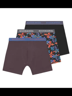 Hot Scotch & Soda 3PK MENS COTTON STRETCH BOXER BRIEF UNDERWEAR - 2 SOLIDS & 1 PRINT
