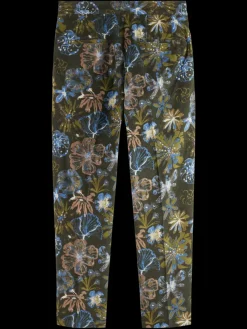 Clearance Scotch & Soda Pleated loose tapered  printed velvet jogger MilitaryNightFlower
