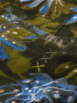 Clearance Scotch & Soda Pleated loose tapered  printed velvet jogger MilitaryNightFlower
