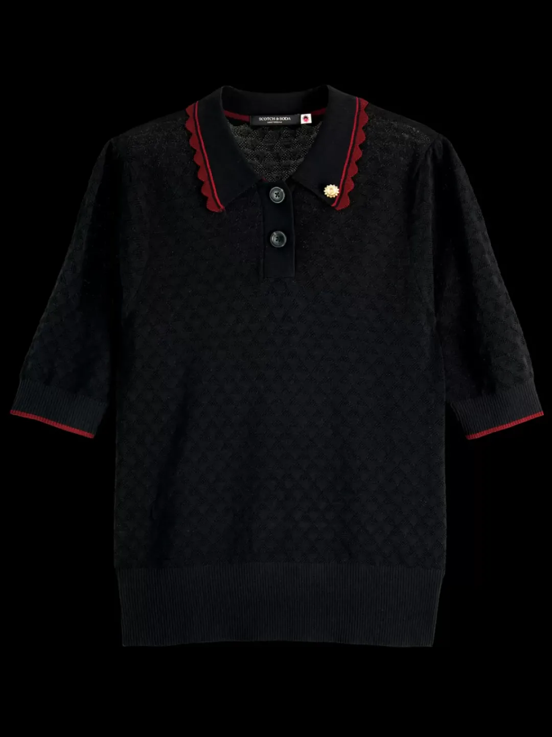 Clearance Scotch & Soda Pointelle collared knitted tee