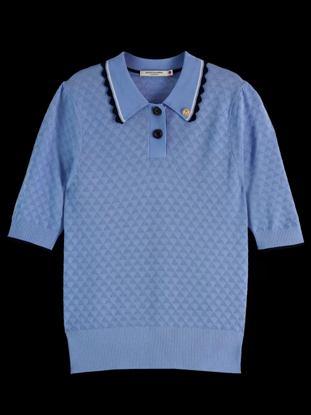 Clearance Scotch & Soda Pointelle collared knitted tee