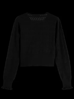 Online Scotch & Soda Pointelle crew neck cardigan