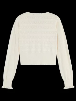 Online Scotch & Soda Pointelle crew neck cardigan