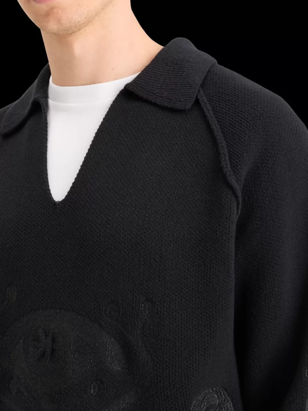 Sale Scotch & Soda POLO LONG SLEEVES DROPPED SHOULDER SWEATER Black