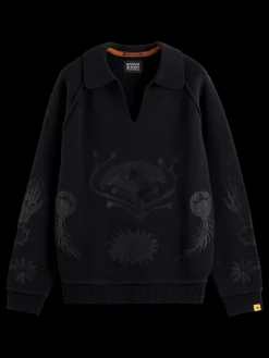 Sale Scotch & Soda POLO LONG SLEEVES DROPPED SHOULDER SWEATER Black