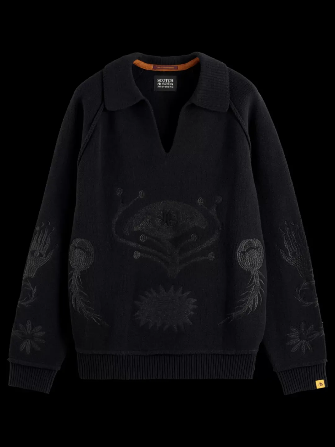 Sale Scotch & Soda POLO LONG SLEEVES DROPPED SHOULDER SWEATER Black