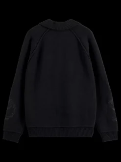 Sale Scotch & Soda POLO LONG SLEEVES DROPPED SHOULDER SWEATER Black