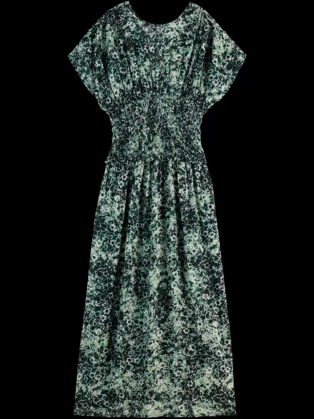 Discount Scotch & Soda PRINTED MODAL SMOCK WAIST MAXI DRESS ShiboriFloralGreen
