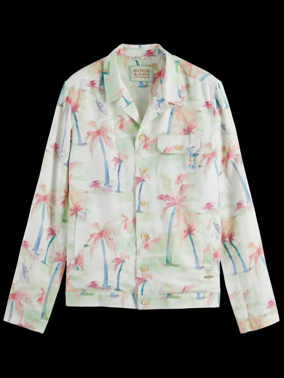 Outlet Scotch & Soda Printed tencel-hemp blouson PalmtreeHawaiiAOP