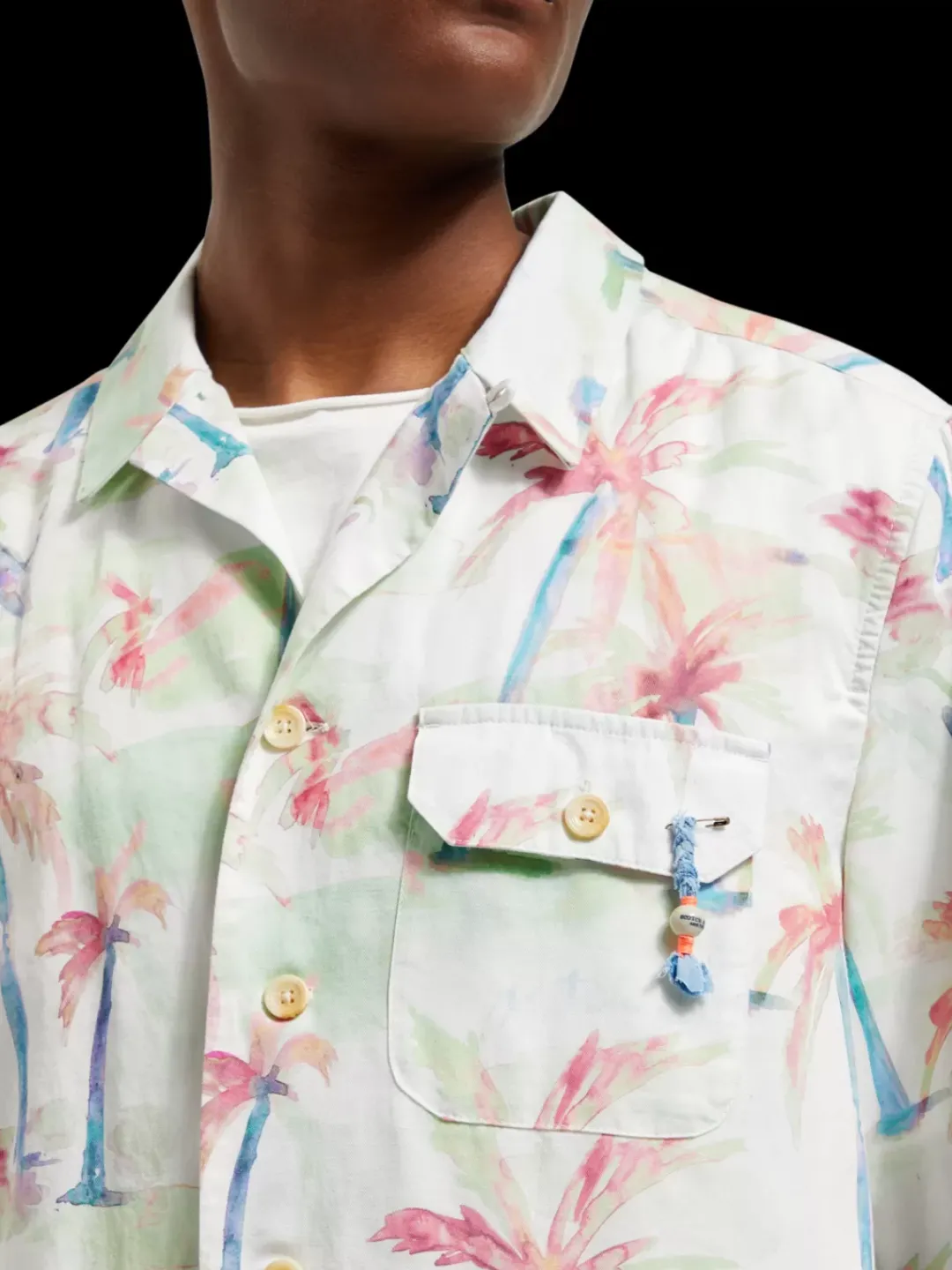 Outlet Scotch & Soda Printed tencel-hemp blouson PalmtreeHawaiiAOP