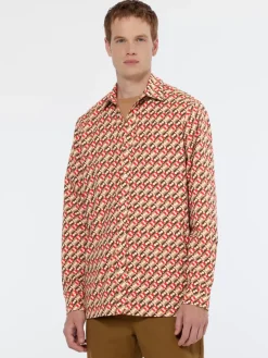 Outlet Scotch & Soda Regular fit geo-print shirt NieuwAmsterdamDitsyBeige