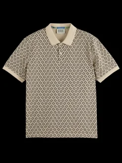 Outlet Scotch & Soda Regular fit mini all over print polo ParchmentGeoFlower