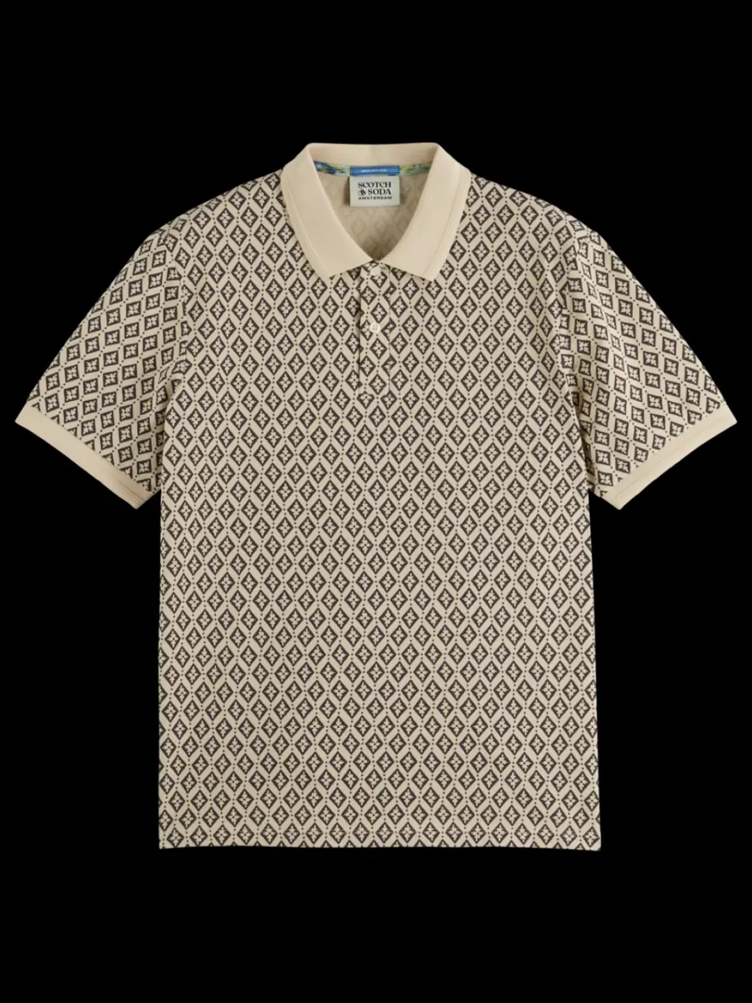 Outlet Scotch & Soda Regular fit mini all over print polo ParchmentGeoFlower