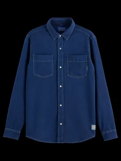 Discount Scotch & Soda REGULAR FIT PREMIUM TWILL WASHED SHIRT Indigo