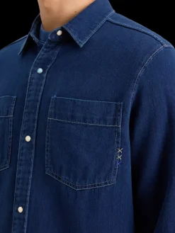 Discount Scotch & Soda REGULAR FIT PREMIUM TWILL WASHED SHIRT Indigo