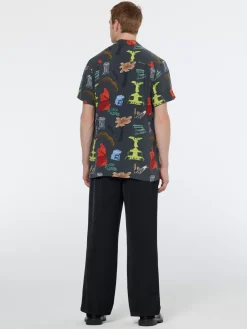 Outlet Scotch & Soda Regular fit short sleeve AOP viscose shirt ParkGreenAOP