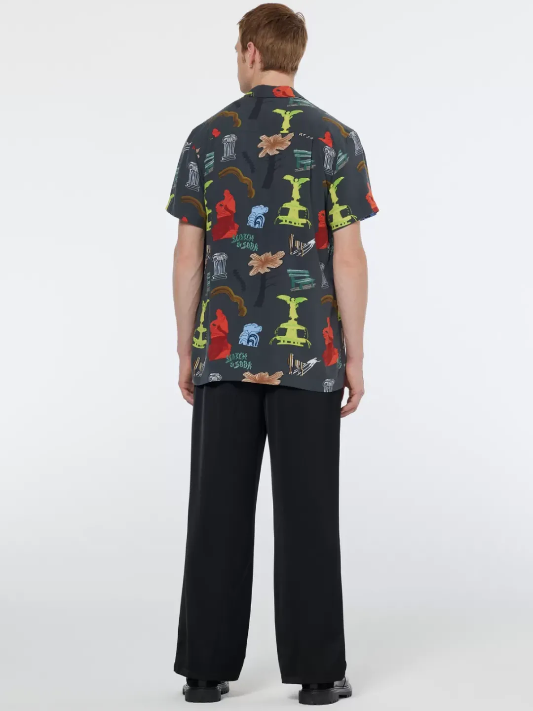 Outlet Scotch & Soda Regular fit short sleeve AOP viscose shirt ParkGreenAOP