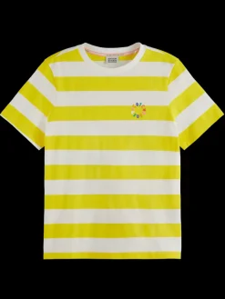 New Scotch & Soda REGULAR FIT STRIPED ORGANIC COTTON T-SHIRT SunnyYellow