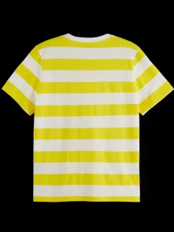 New Scotch & Soda REGULAR FIT STRIPED ORGANIC COTTON T-SHIRT SunnyYellow