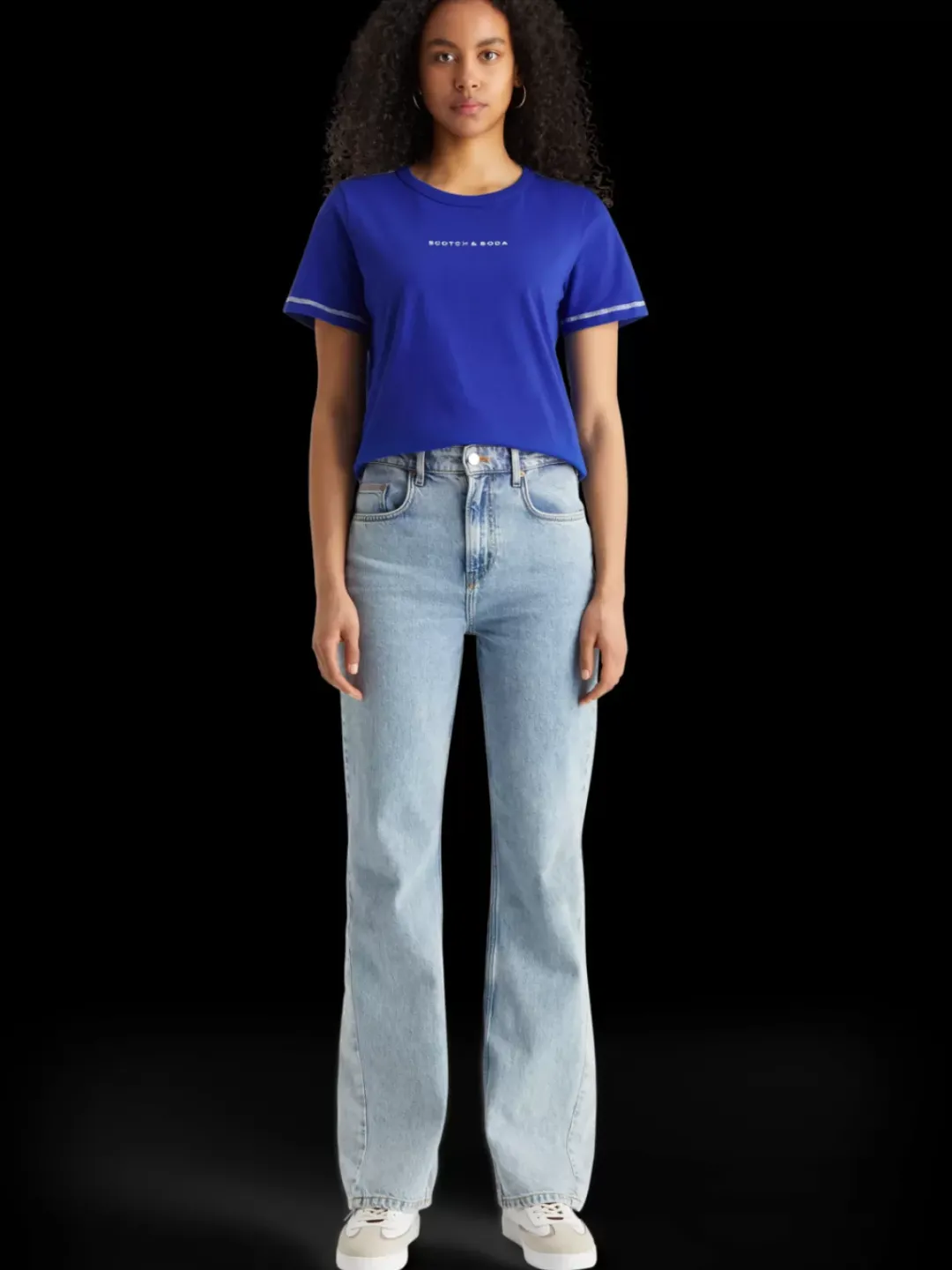 Fashion Scotch & Soda Regular fit t-shirt with flatlock detail ElectricBlue