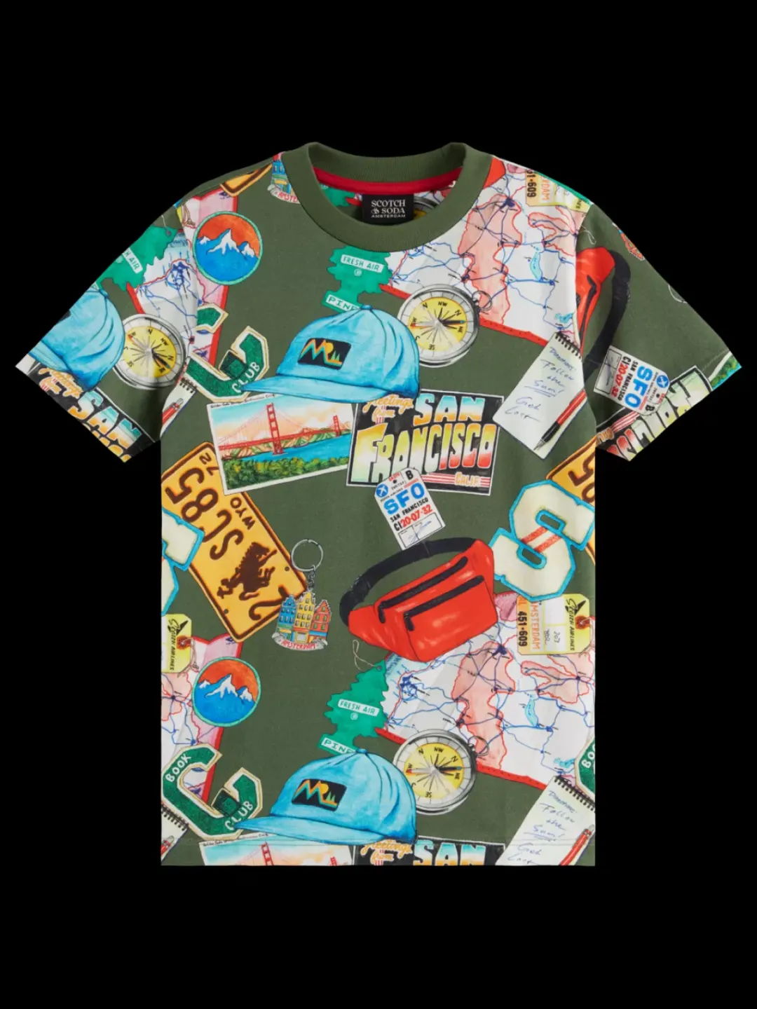 Fashion Scotch & Soda Regular-fit allover printed t-shirt SouvenirPrintColourful
