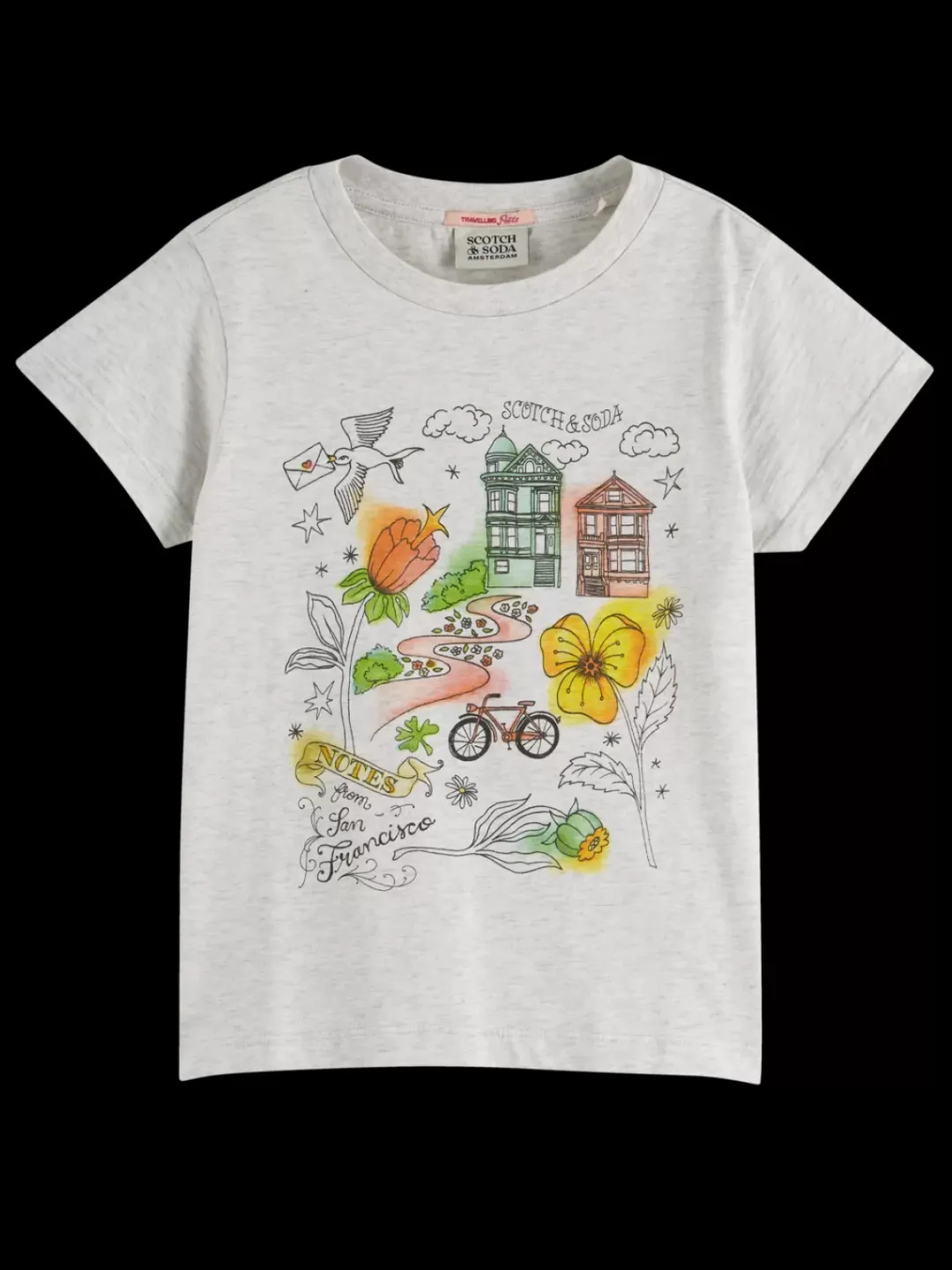 Best Scotch & Soda REGULAR-FIT ARTWORK T-SHIRT GreyMelange