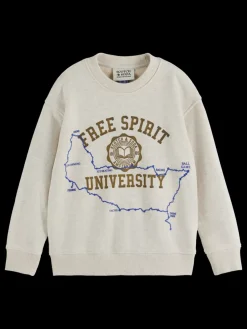 Discount Scotch & Soda REGULAR-FIT LOGO CARRIER CREW EcruMelange
