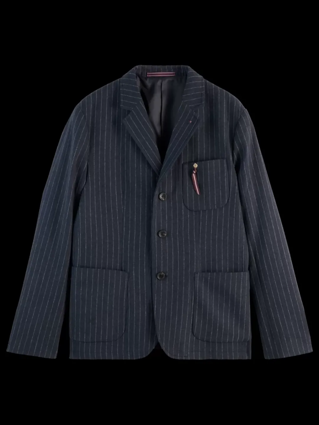 Discount Scotch & Soda RELAXED 3-BUTTON WOOL-BLEND PINSTRIPE BLAZER CharcoalStripe