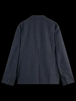 Discount Scotch & Soda RELAXED 3-BUTTON WOOL-BLEND PINSTRIPE BLAZER CharcoalStripe