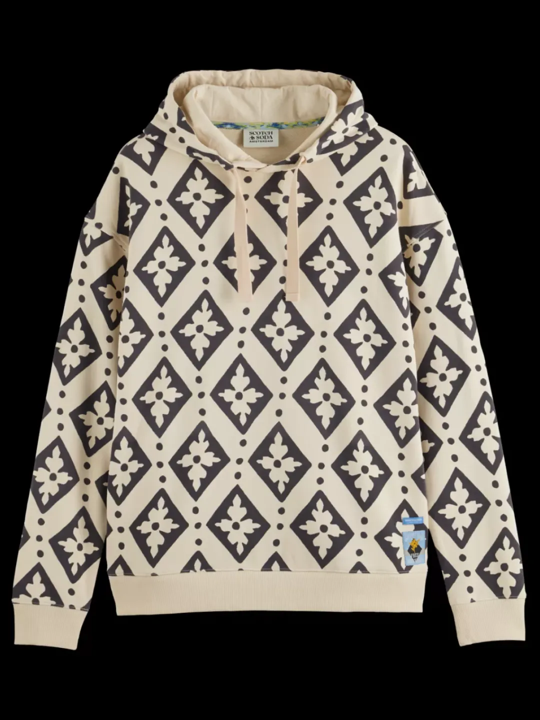 Discount Scotch & Soda Relaxed fit aop hoodie ParchmentGeoFlower