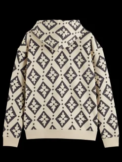 Discount Scotch & Soda Relaxed fit aop hoodie ParchmentGeoFlower
