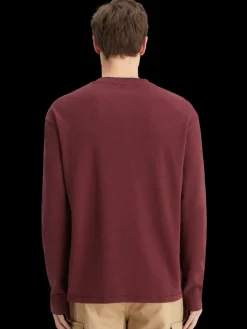 Online Scotch & Soda Relaxed fit blanket stitch slub longsleeve t-shirt Wine