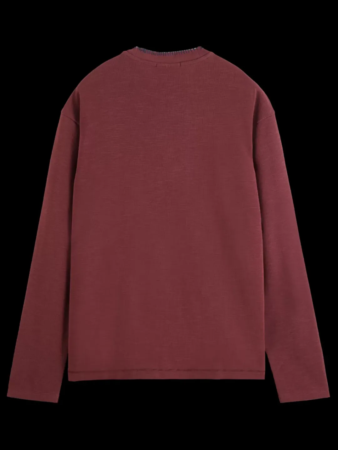 Online Scotch & Soda Relaxed fit blanket stitch slub longsleeve t-shirt Wine