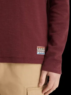 Online Scotch & Soda Relaxed fit blanket stitch slub longsleeve t-shirt Wine